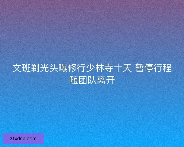 文班剃光头曝修行少林寺十天 暂停行程随团队离开