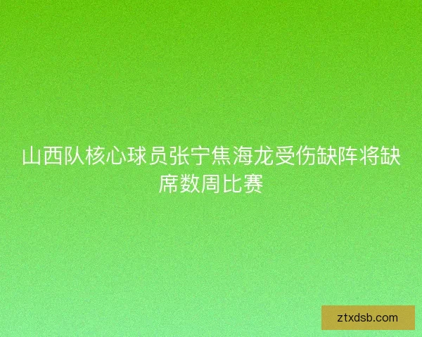 山西队核心球员张宁焦海龙受伤缺阵将缺席数周比赛
