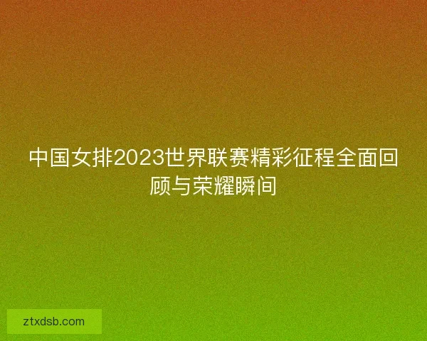 中国女排2023世界联赛精彩征程全面回顾与荣耀瞬间